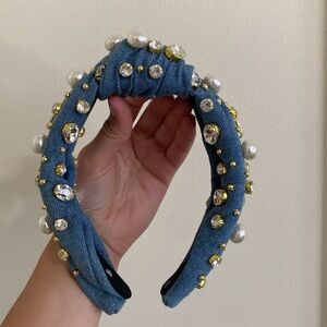 Lele Sadoughi Denim embellished headband